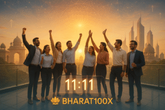 🌟 11:11 ON 11/11/2025 🌟 Today, the universe aligns for the birth of something extraordinary. BHARAT100X launches NOW - The Professional Happiness Revolution for Viksit Bharat.